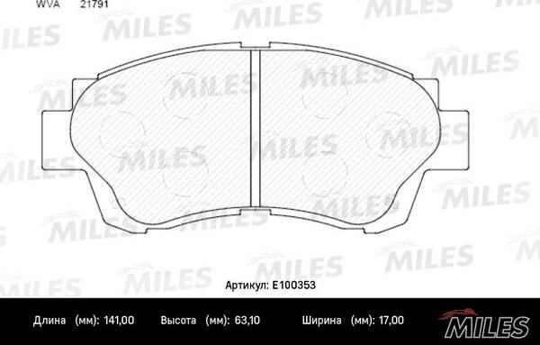 Miles E100353 - Kit pastiglie freno, Freno a disco autozon.pro