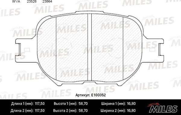 Miles E100352 - Kit pastiglie freno, Freno a disco autozon.pro