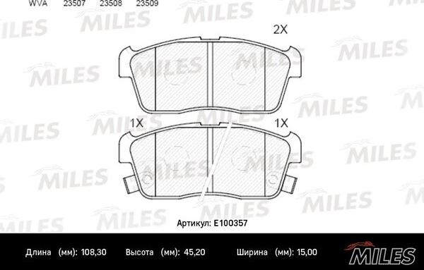 Miles E100357 - Kit pastiglie freno, Freno a disco autozon.pro