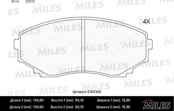 Miles E100368 - Kit pastiglie freno, Freno a disco autozon.pro