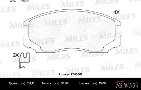 Miles E100362 - Kit pastiglie freno, Freno a disco autozon.pro