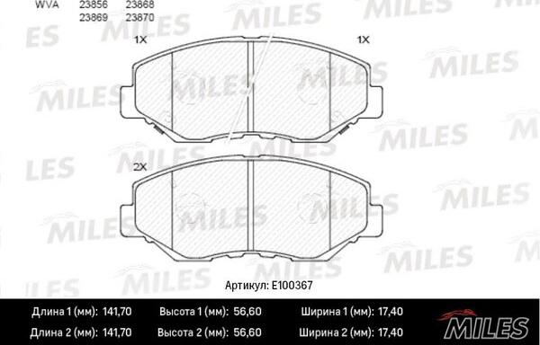 Miles E100367 - Kit pastiglie freno, Freno a disco autozon.pro