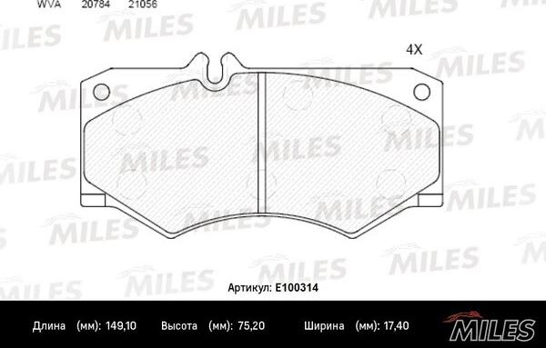 Miles E100314 - Kit pastiglie freno, Freno a disco autozon.pro