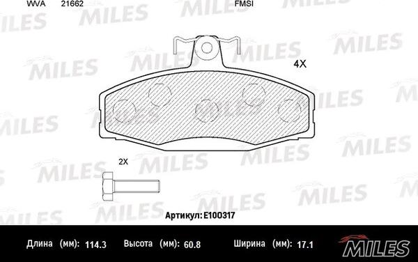 Miles E100317 - Kit pastiglie freno, Freno a disco autozon.pro