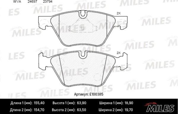 Miles E100385 - Kit pastiglie freno, Freno a disco autozon.pro