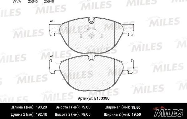 Miles E100386 - Kit pastiglie freno, Freno a disco autozon.pro