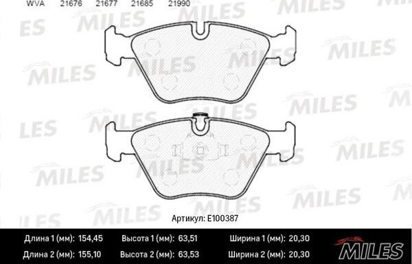 Miles E100387 - Kit pastiglie freno, Freno a disco autozon.pro