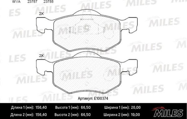 Miles E100374 - Kit pastiglie freno, Freno a disco autozon.pro