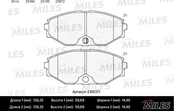 Miles E100371 - Kit pastiglie freno, Freno a disco autozon.pro