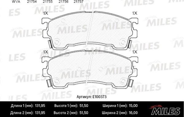 Miles E100373 - Kit pastiglie freno, Freno a disco autozon.pro