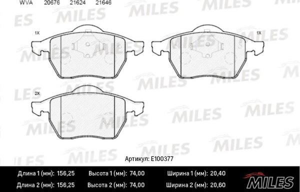 Miles E100377 - Kit pastiglie freno, Freno a disco autozon.pro