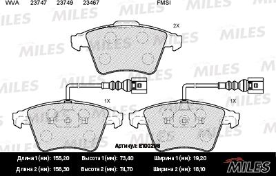 Miles E100298 - Kit pastiglie freno, Freno a disco autozon.pro