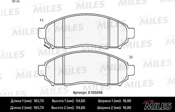 Miles E100249 - Kit pastiglie freno, Freno a disco autozon.pro