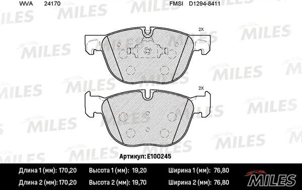 Miles E100245 - Kit pastiglie freno, Freno a disco autozon.pro