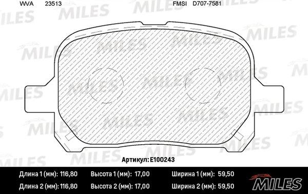 Miles E100243 - Kit pastiglie freno, Freno a disco autozon.pro