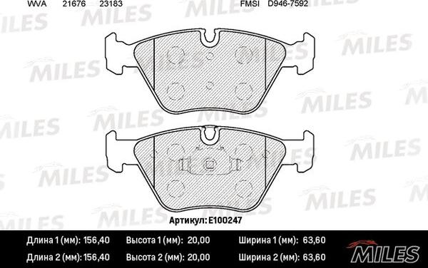 Miles E100247 - Kit pastiglie freno, Freno a disco autozon.pro