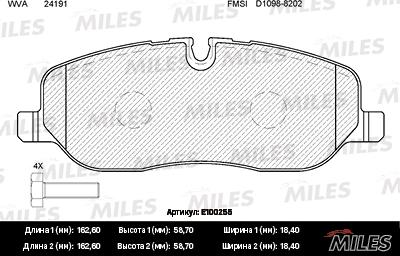 Miles E100255 - Kit pastiglie freno, Freno a disco autozon.pro