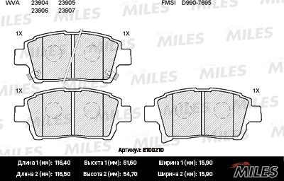 Miles E100210 - Kit pastiglie freno, Freno a disco autozon.pro