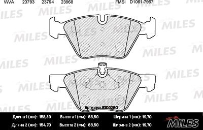 Miles E100280 - Kit pastiglie freno, Freno a disco autozon.pro