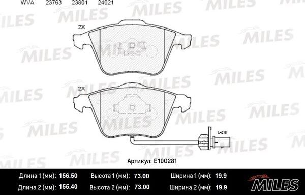 Miles E100281 - Kit pastiglie freno, Freno a disco autozon.pro