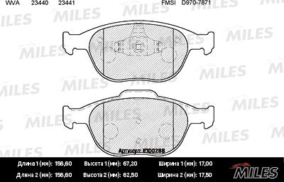 Miles E100288 - Kit pastiglie freno, Freno a disco autozon.pro