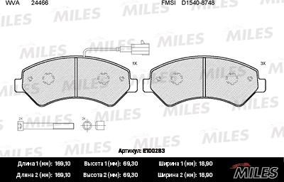 Miles E100283 - Kit pastiglie freno, Freno a disco autozon.pro