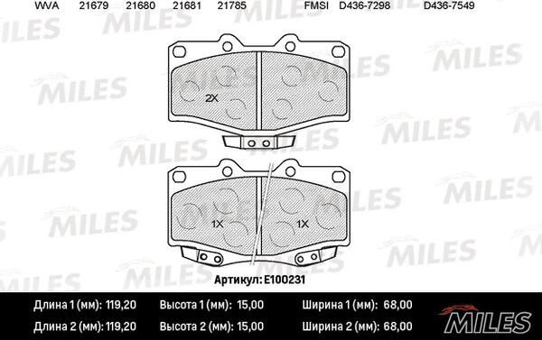 Miles E100231 - Kit pastiglie freno, Freno a disco autozon.pro