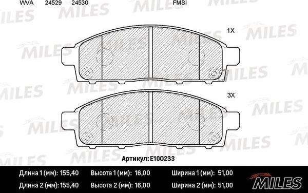 Miles E100233 - Kit pastiglie freno, Freno a disco autozon.pro