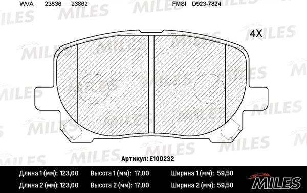 Miles E100232 - Kit pastiglie freno, Freno a disco autozon.pro