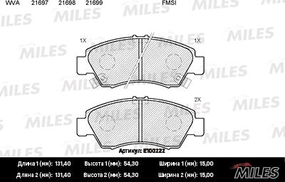 Miles E100222 - Kit pastiglie freno, Freno a disco autozon.pro