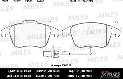 Miles E100276 - Kit pastiglie freno, Freno a disco autozon.pro