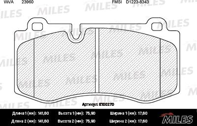 Miles E100270 - Kit pastiglie freno, Freno a disco autozon.pro