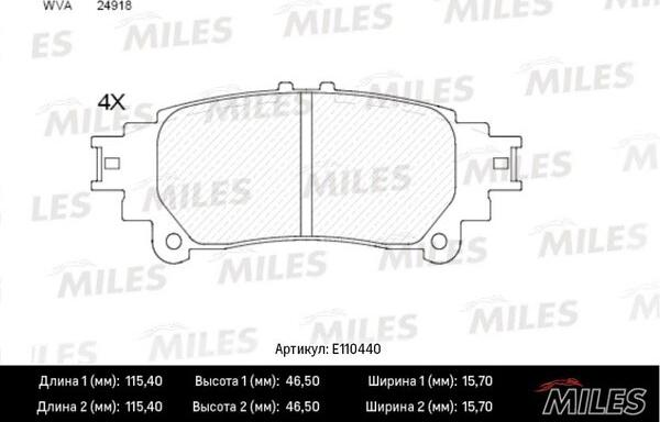 Miles E110440 - Kit pastiglie freno, Freno a disco autozon.pro