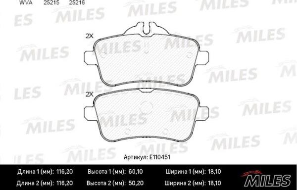 Miles E110451 - Kit pastiglie freno, Freno a disco autozon.pro