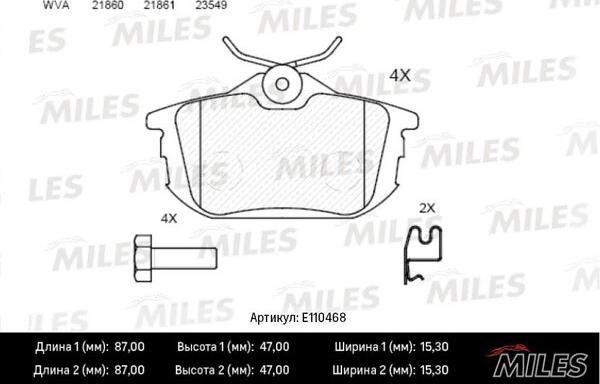 Miles E110468 - Kit pastiglie freno, Freno a disco autozon.pro