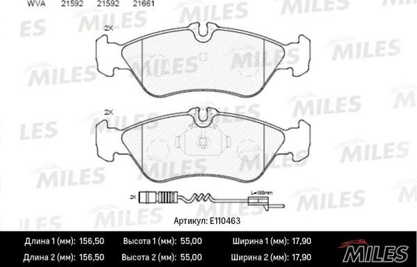 Miles E110463 - Kit pastiglie freno, Freno a disco autozon.pro