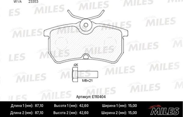 Miles E110404 - Kit pastiglie freno, Freno a disco autozon.pro