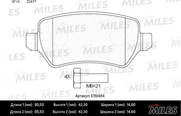 Miles E110484 - Kit pastiglie freno, Freno a disco autozon.pro