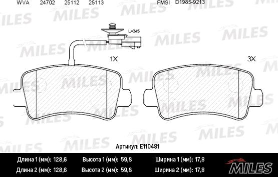 Miles E110481 - Kit pastiglie freno, Freno a disco autozon.pro