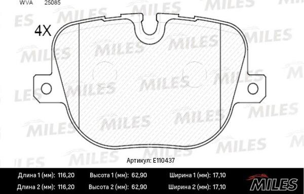 Miles E110437 - Kit pastiglie freno, Freno a disco autozon.pro