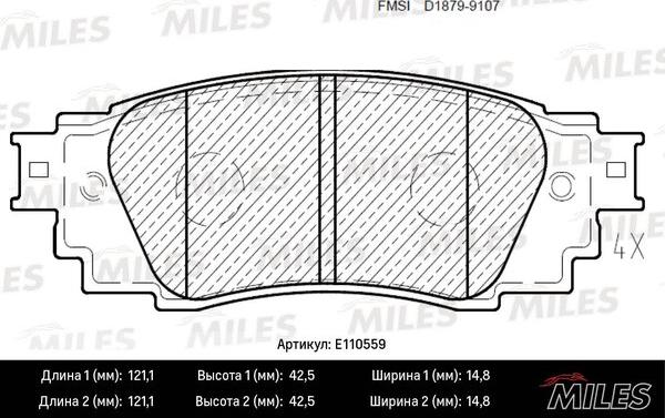 Miles E110559 - Kit pastiglie freno, Freno a disco autozon.pro