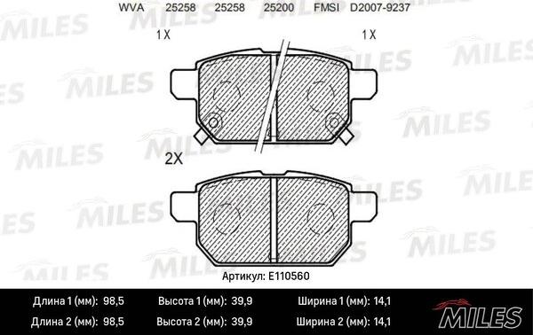 Miles E110560 - Kit pastiglie freno, Freno a disco autozon.pro