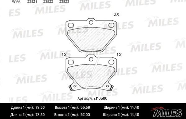 Miles E110500 - Kit pastiglie freno, Freno a disco autozon.pro