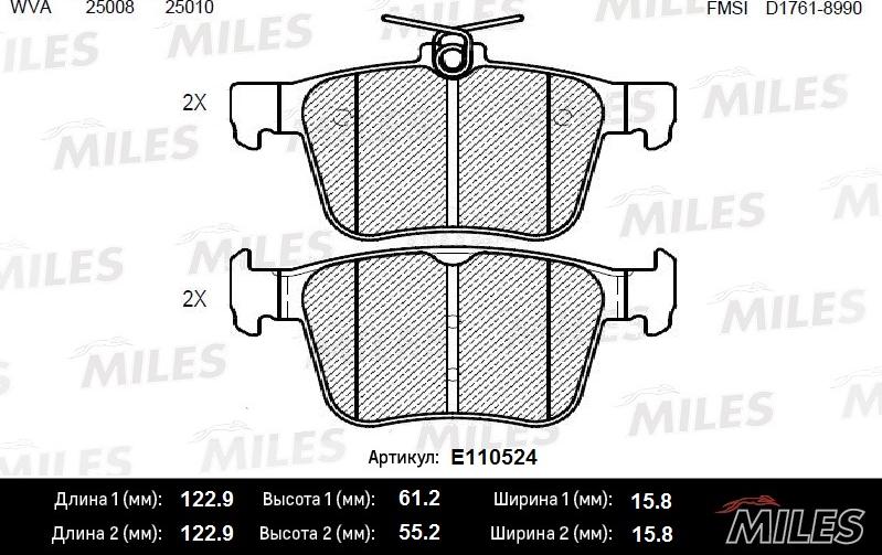 Miles E110524 - Kit pastiglie freno, Freno a disco autozon.pro