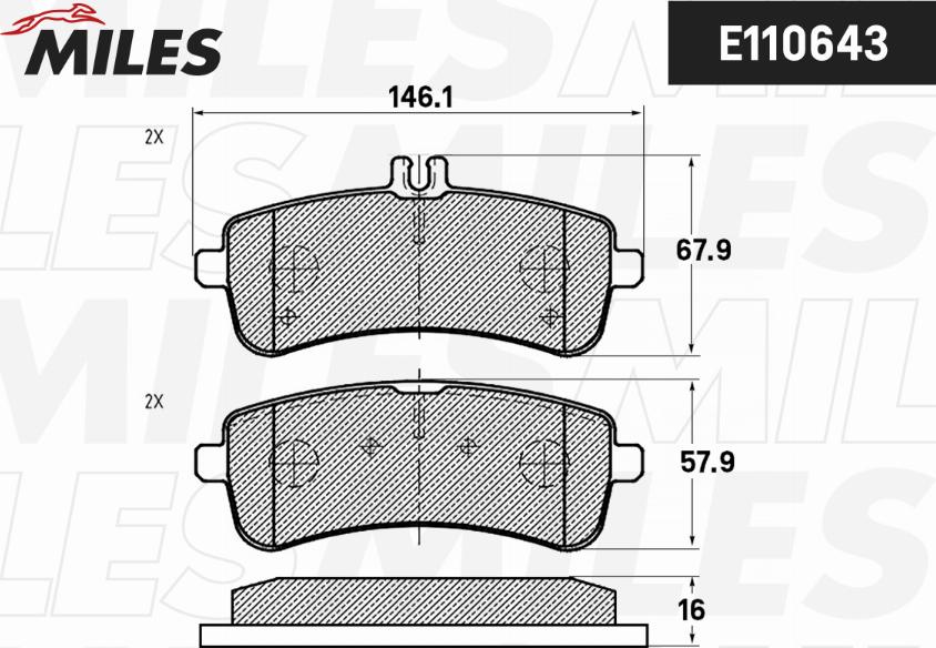 Miles E110643 - Kit pastiglie freno, Freno a disco autozon.pro