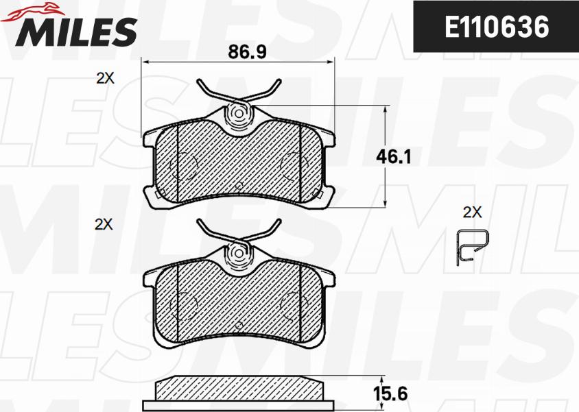 Miles E110636 - Kit pastiglie freno, Freno a disco autozon.pro