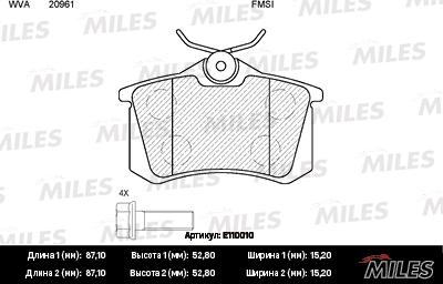 Miles E110010 - Kit pastiglie freno, Freno a disco autozon.pro