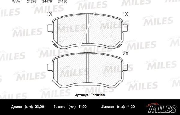 Miles E110199 - Kit pastiglie freno, Freno a disco autozon.pro