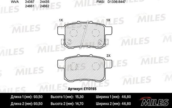 Miles E110195 - Kit pastiglie freno, Freno a disco autozon.pro