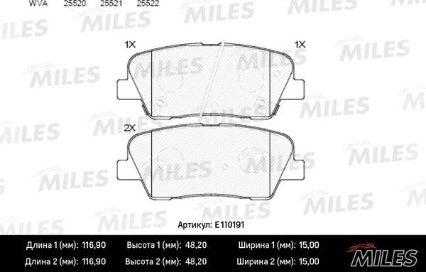 Miles E110191 - Kit pastiglie freno, Freno a disco autozon.pro